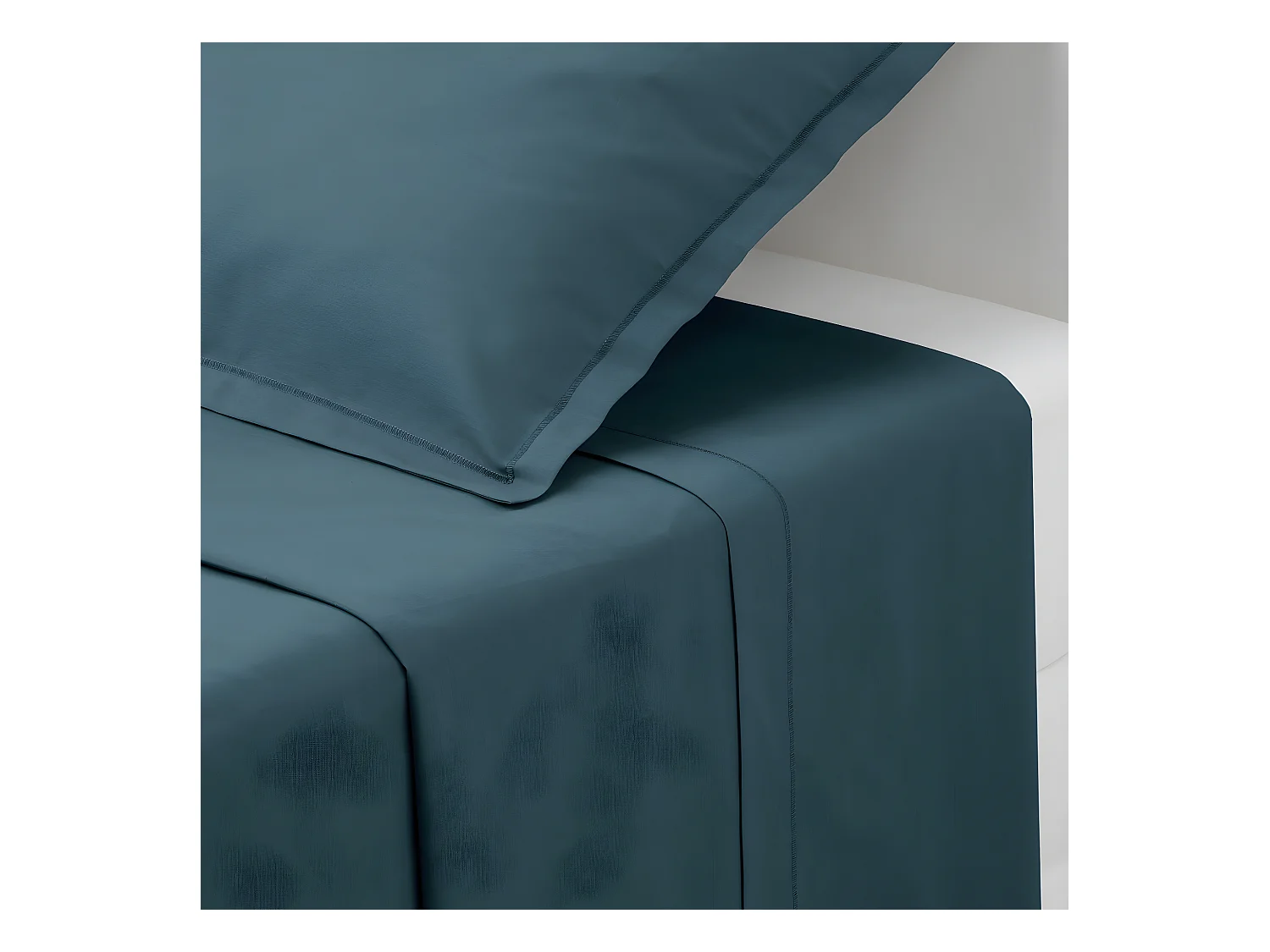 Drap plat 1 Personne en Coton Bleu Orage 180 x 290 cm