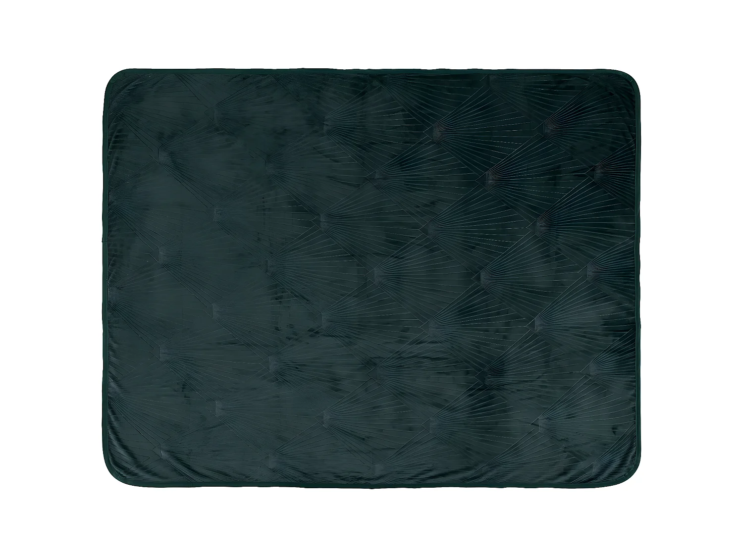 Plaid Flanelle Vert Cèdre motifs art déco en relief 125 x 150 cm