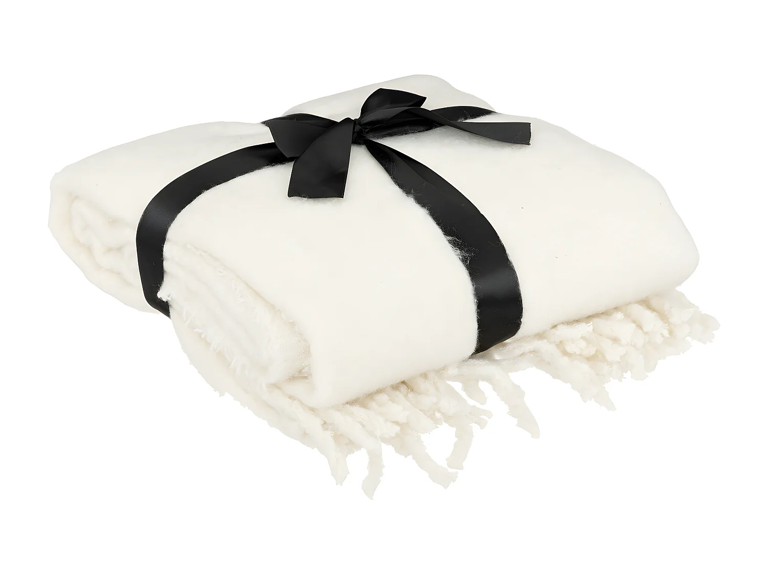 Plaid Blanc Ivoire tissage fini texturé aspect mohair 180 x 130 cm