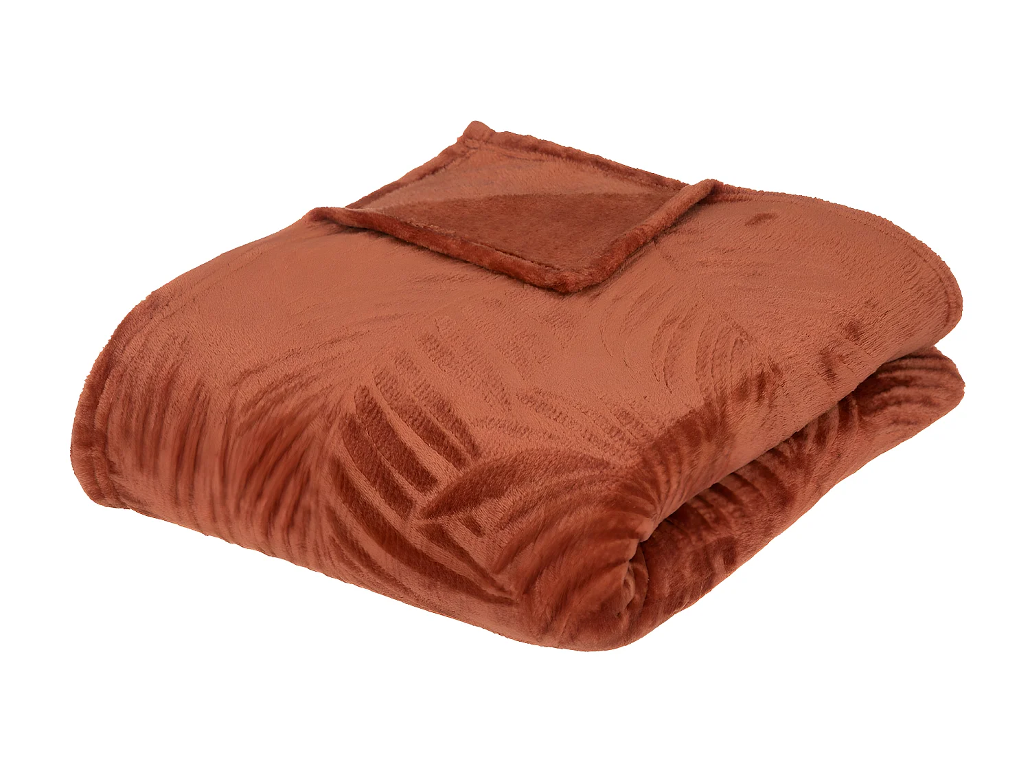 Plaid Flanelle Terracotta motifs tropicaux 180 x 230 cm