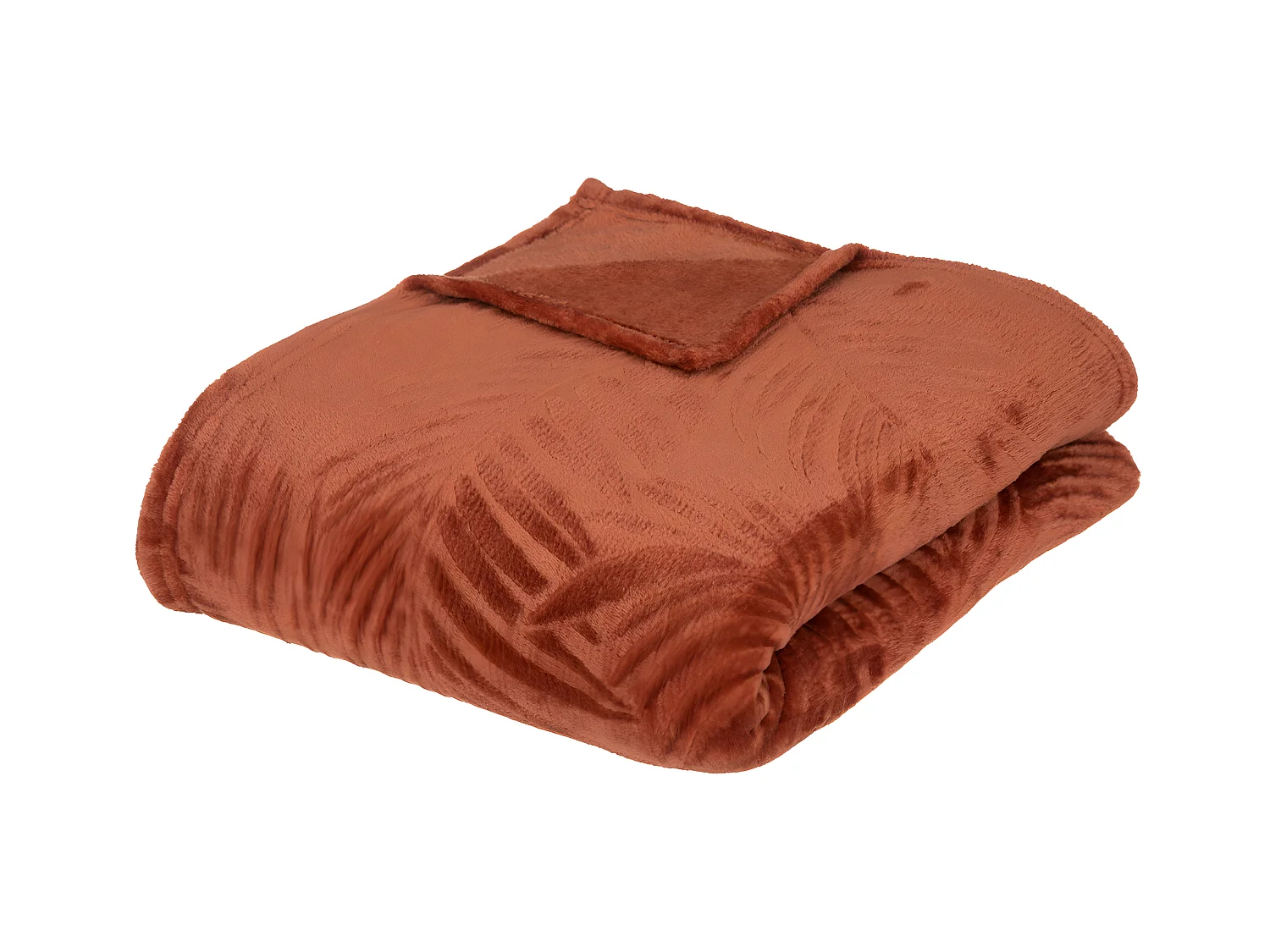 Plaid Flanelle Terracotta motifs tropicaux 180 x 230 cm