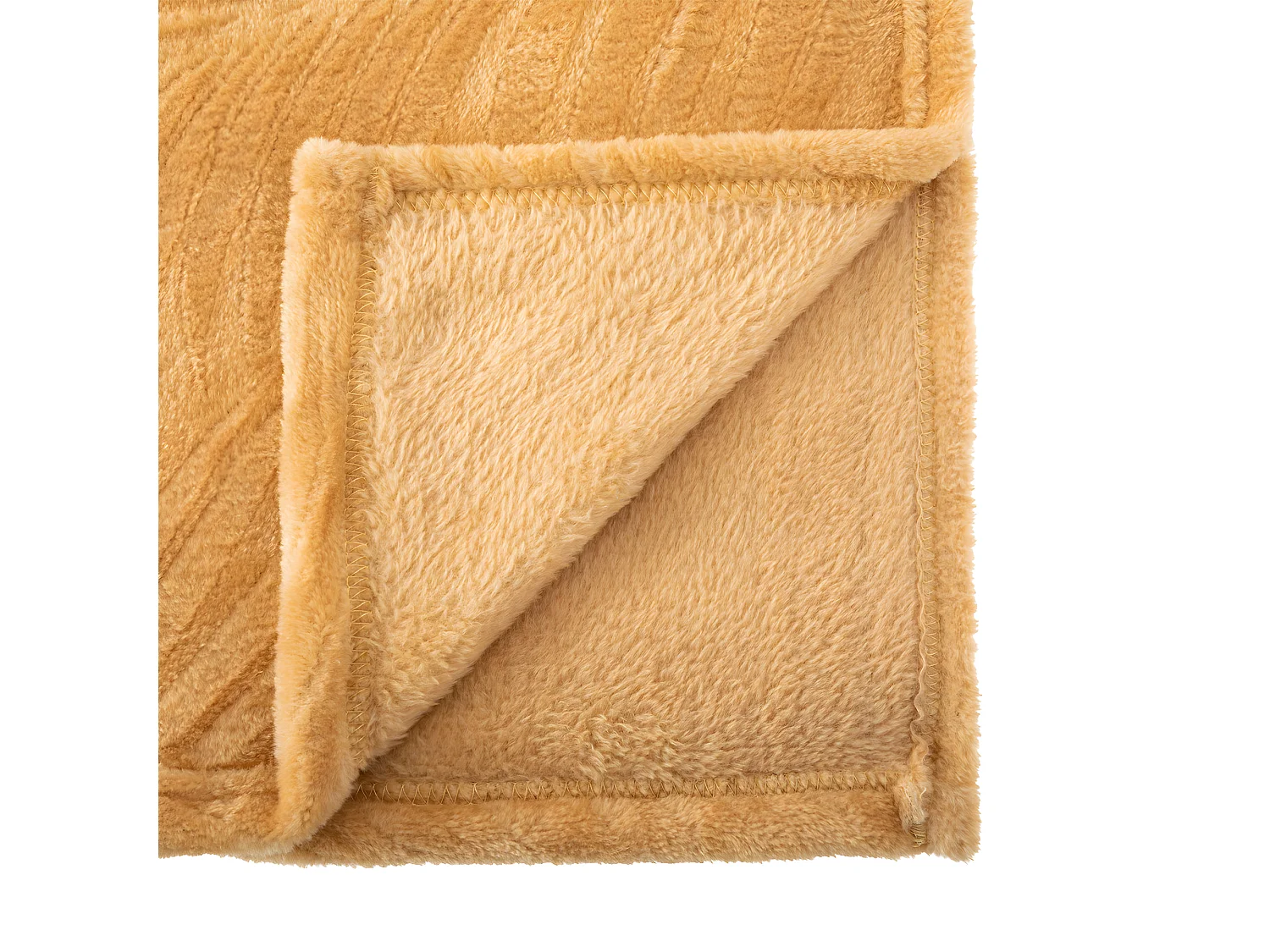 Plaid Flanelle Ocre motifs tropicaux 180 x 230 cm