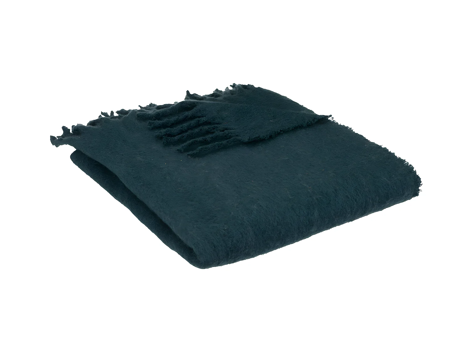 Plaid Bleu Egéen tissage fini texturé aspect mohair 180 x 130 cm