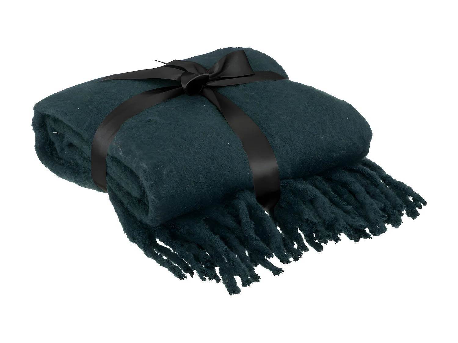 Plaid Bleu Egéen tissage fini texturé aspect mohair 180 x 130 cm