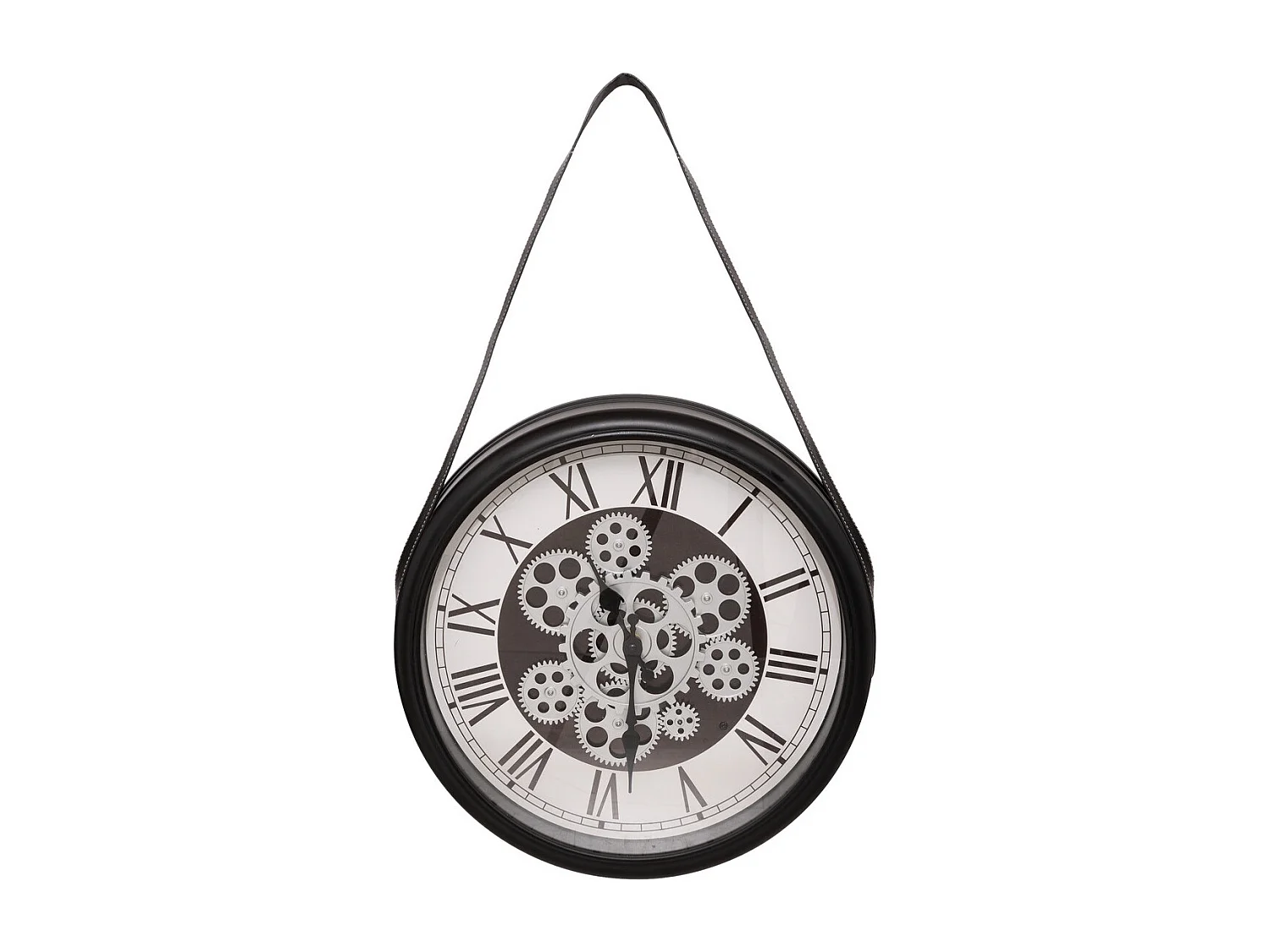 Pendule murale avec lanière et rouages mobiles D 40 cm