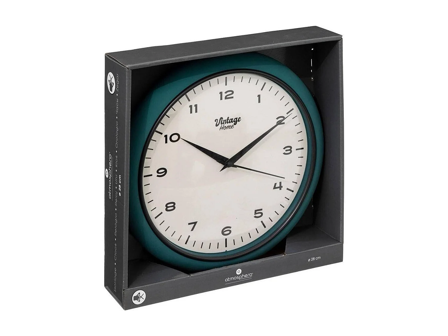 Pendule murale Rétro & Vintage Bleu canard D 28 cm