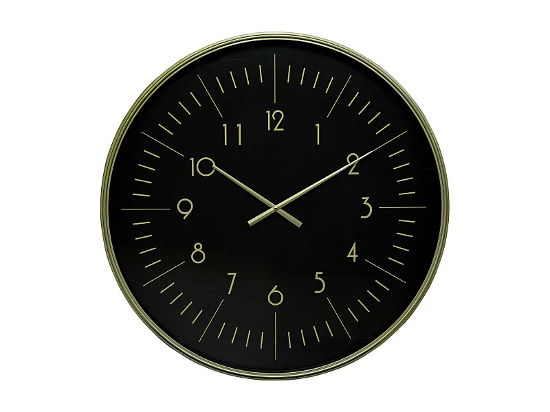 Grande Pendule murale cadre doré aspect vieilli art déco D 75 cm