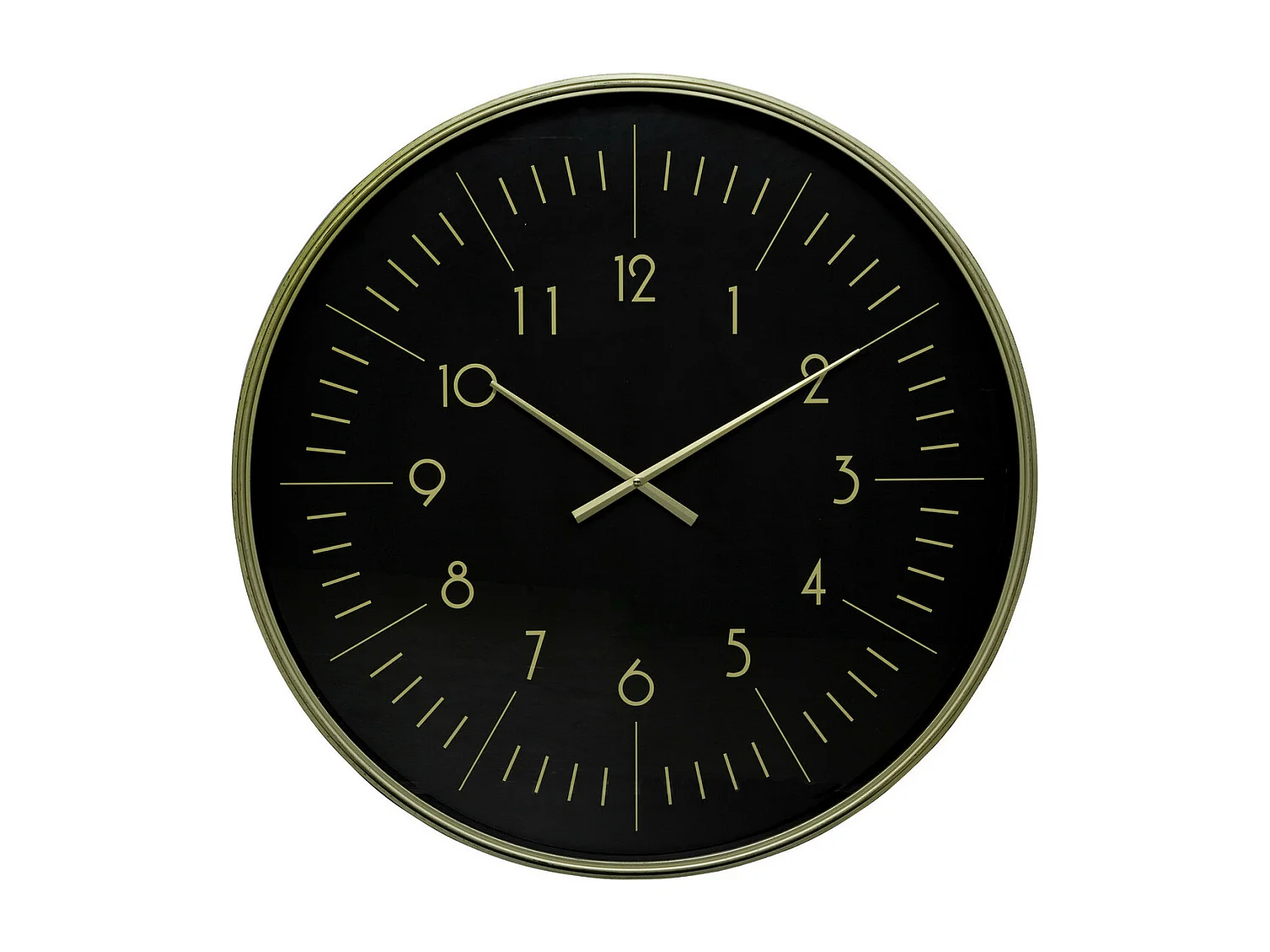 Grande Pendule murale cadre doré aspect vieilli art déco D 75 cm