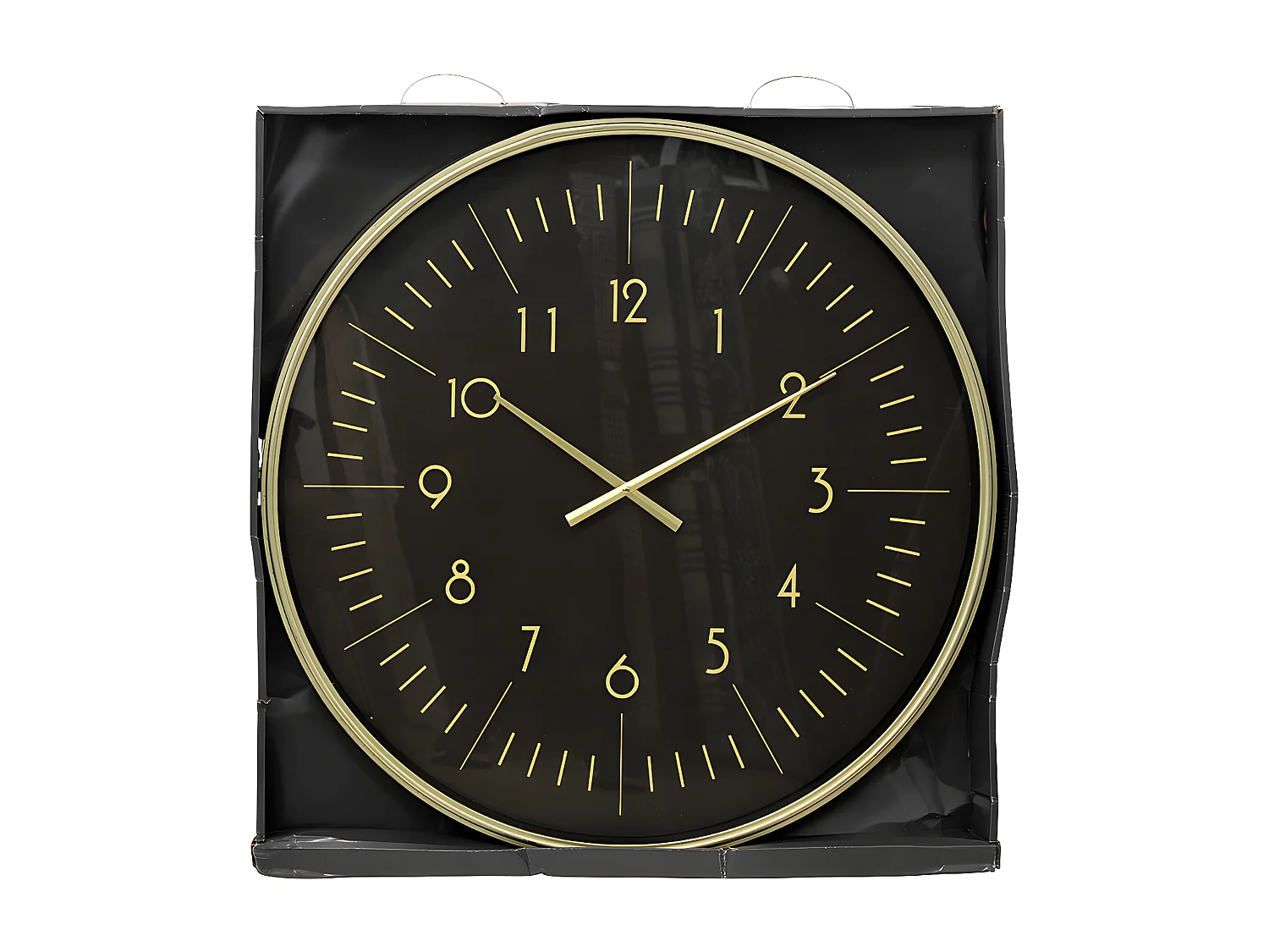 Grande Pendule murale cadre doré aspect vieilli art déco D 75 cm