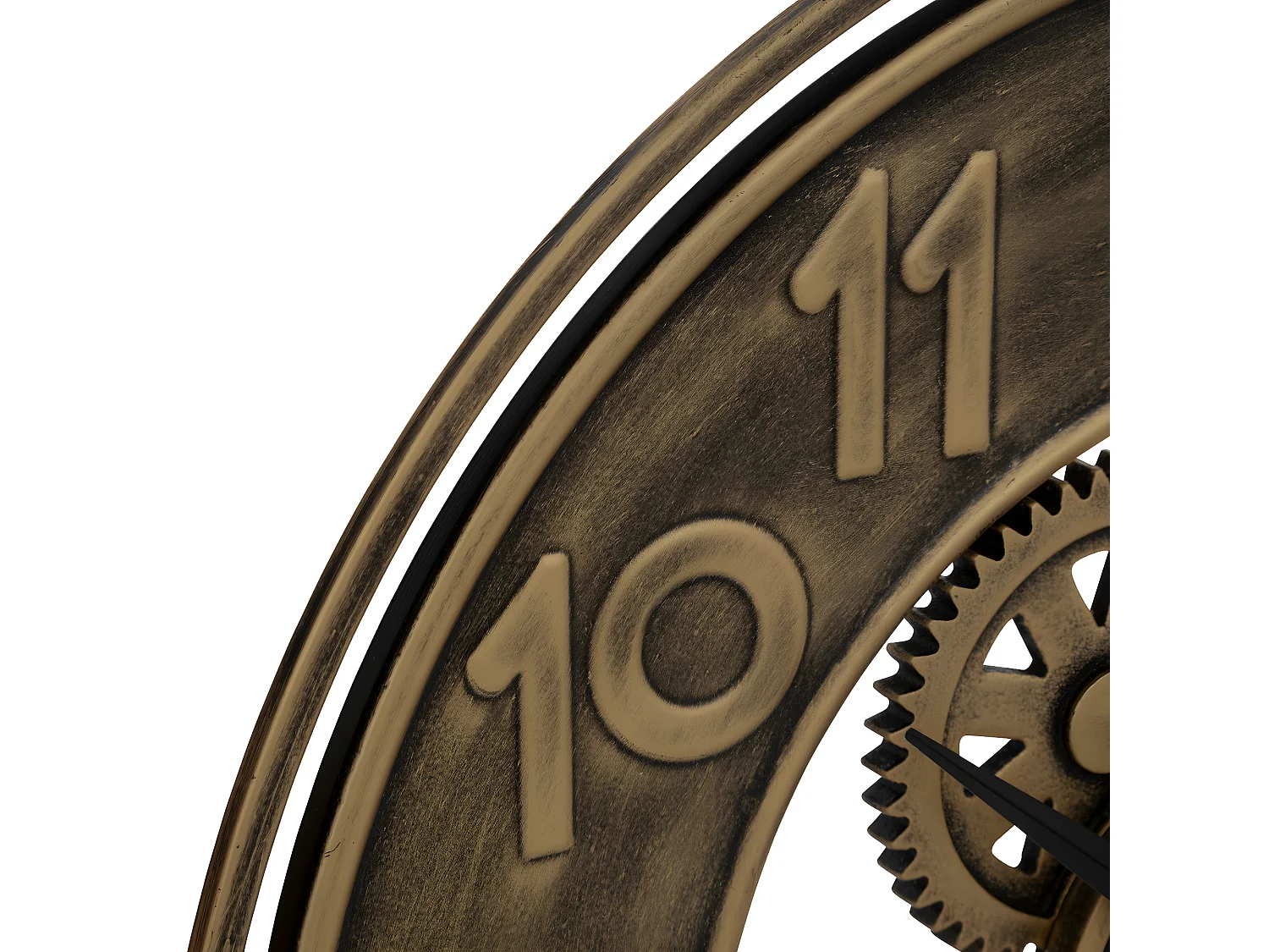 Pendule murale en métal aspect Or Vintage D 48 cm