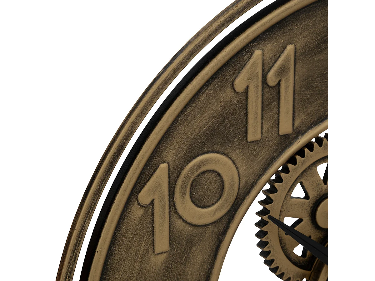 Pendule murale en métal aspect Or Vintage D 48 cm