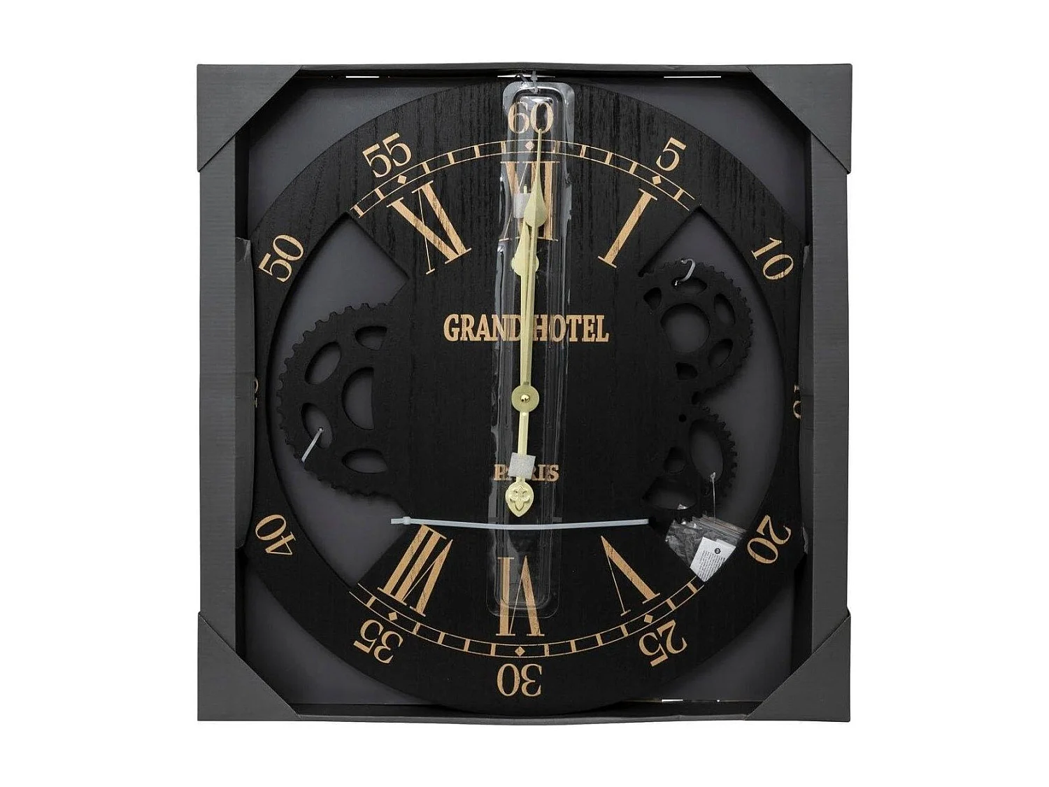 Pendule murale Noire et Dorée métallisé aspect vieilli D 54 cm