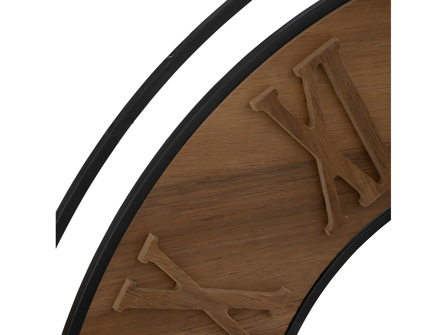 Grande Pendule murale en métal et bois en relief D 65 cm