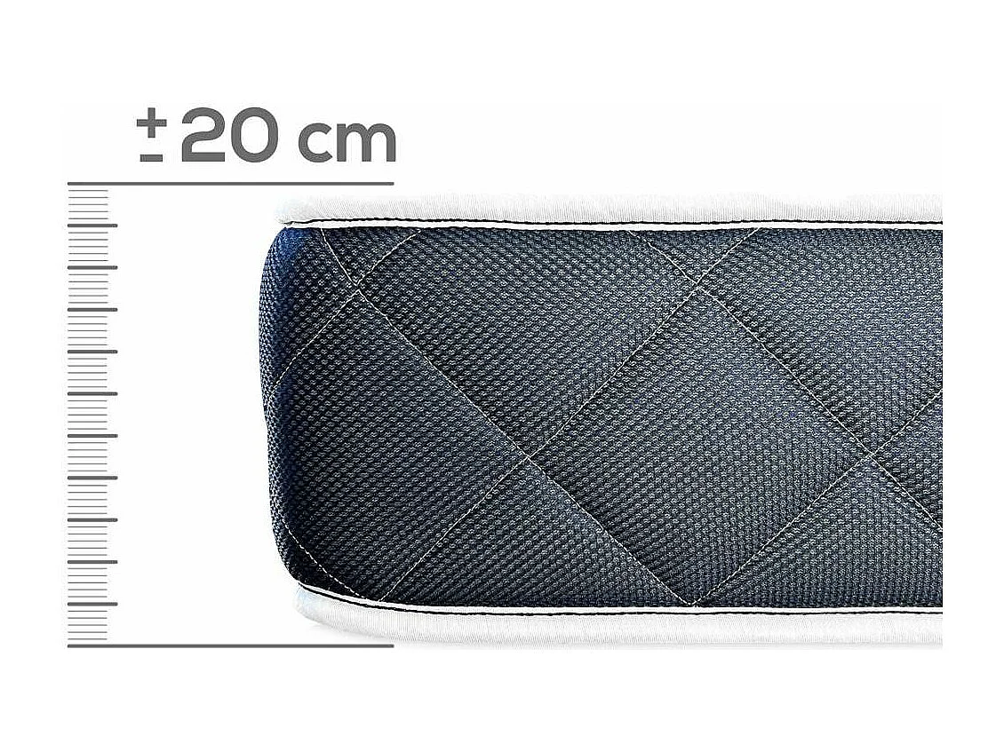 Colchon viscoblack, Viscoelastico, 150x190, Blanco/Negro, Alta Gama, Transpirable, Altura 20cm AMUEBLATE ONLINE
