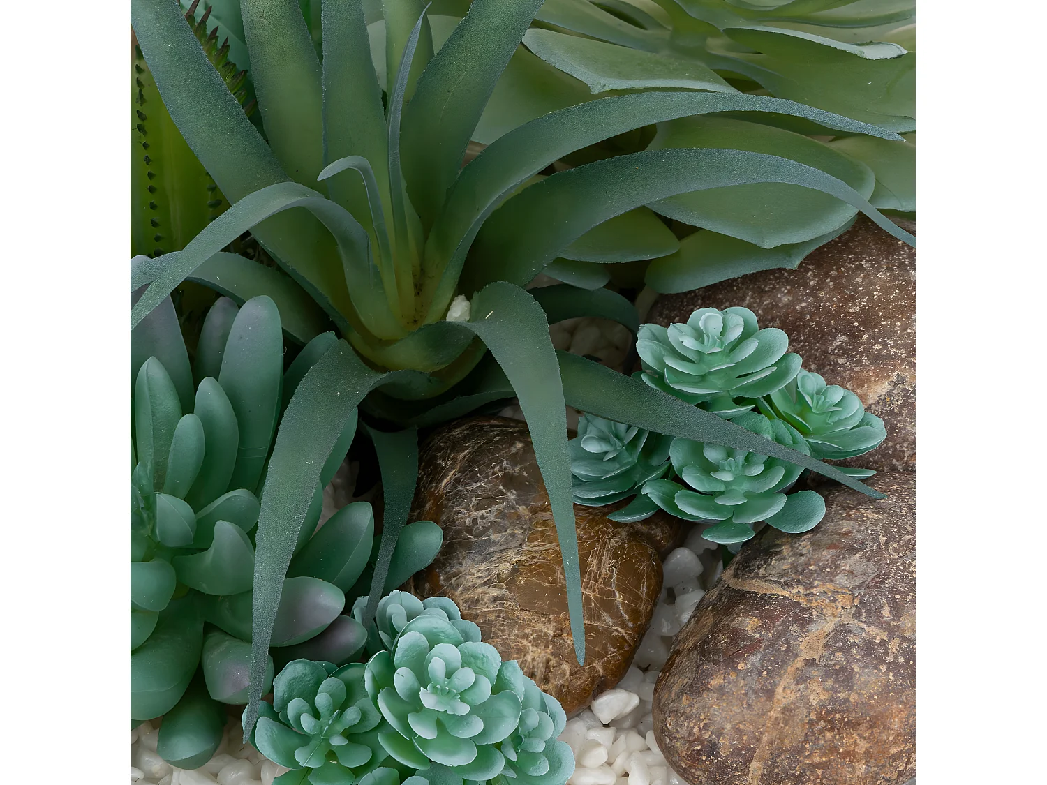 Compo Plantes grasses arificielles dans un pot en céramique émaillée D 19 x H 20 cm