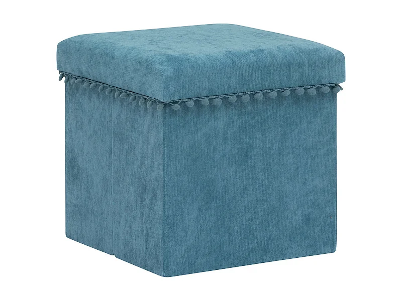 2 en 1 Pouf pliant et coffre de rangement Bleu 40 x 39 cm