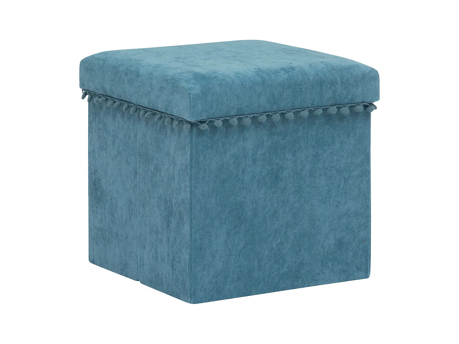 2 en 1 Pouf pliant et coffre de rangement Bleu 40 x 39 cm