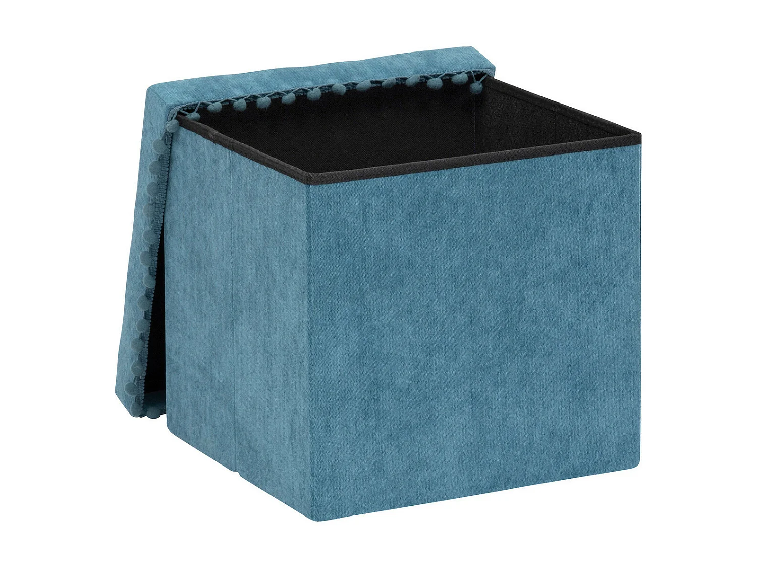 2 en 1 Pouf pliant et coffre de rangement Bleu 40 x 39 cm
