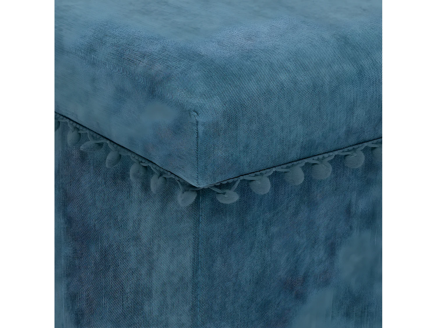 2 en 1 Pouf pliant et coffre de rangement Bleu 40 x 39 cm
