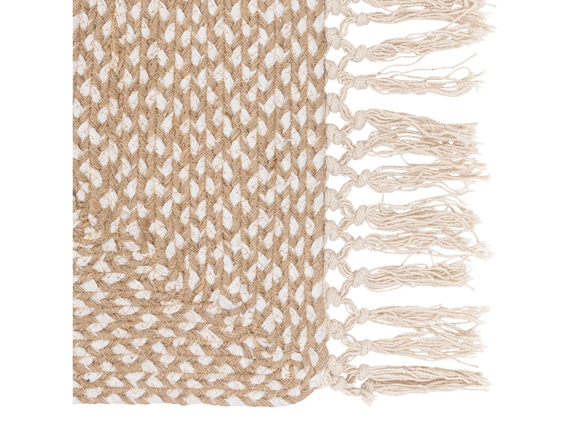 Tapis de couloir mélange de Jute et de Coton avec franges 80 x 200 cm