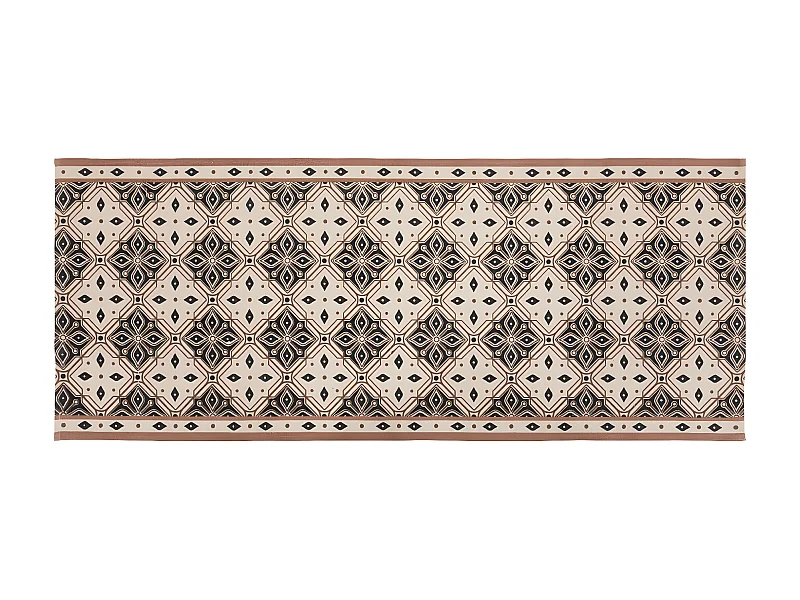 Tapis de couloir en Coton Beige et Noir motif mosaïque 80 x 200 cm
