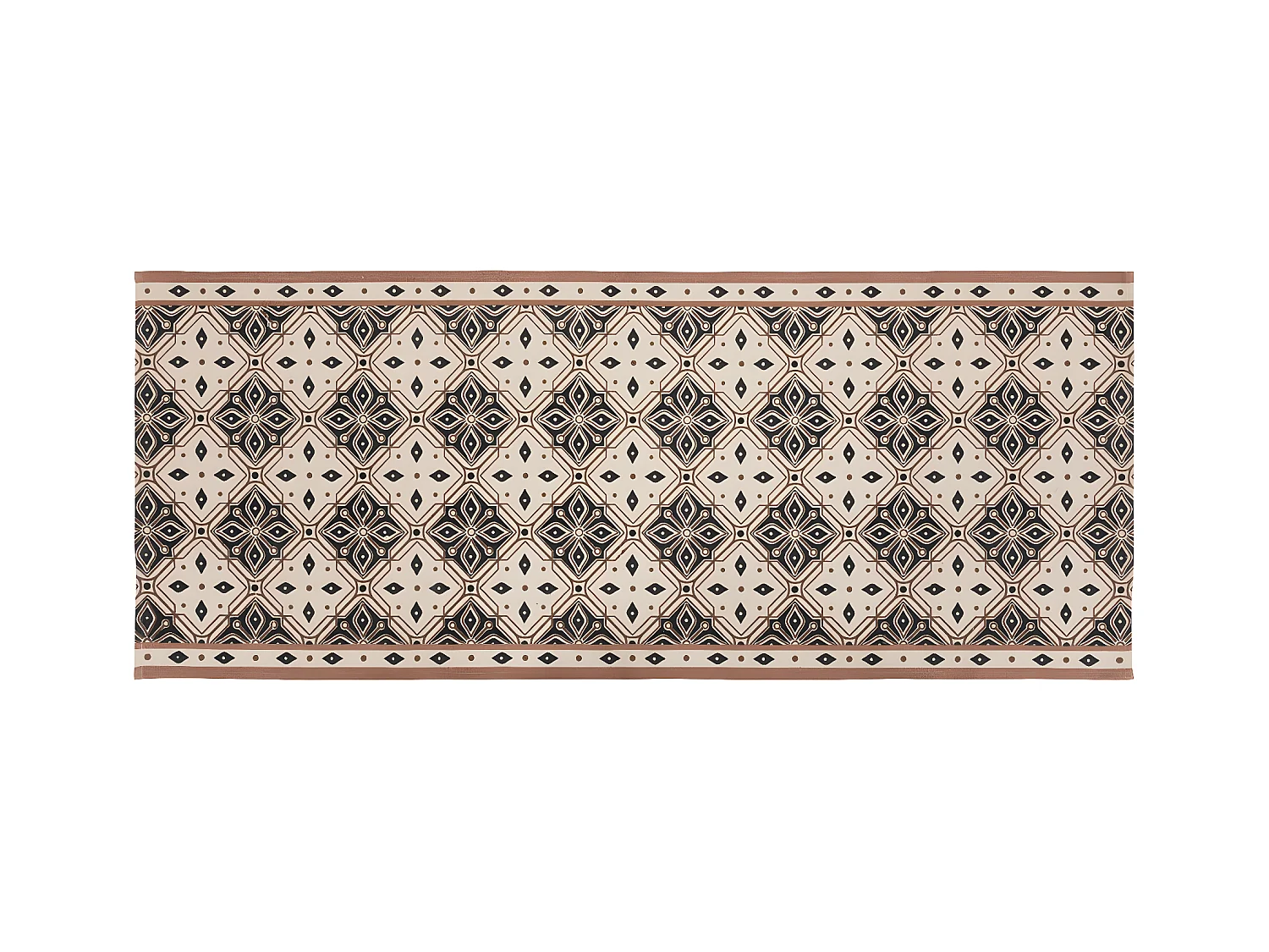 Tapis de couloir en Coton Beige et Noir motif mosaïque 80 x 200 cm