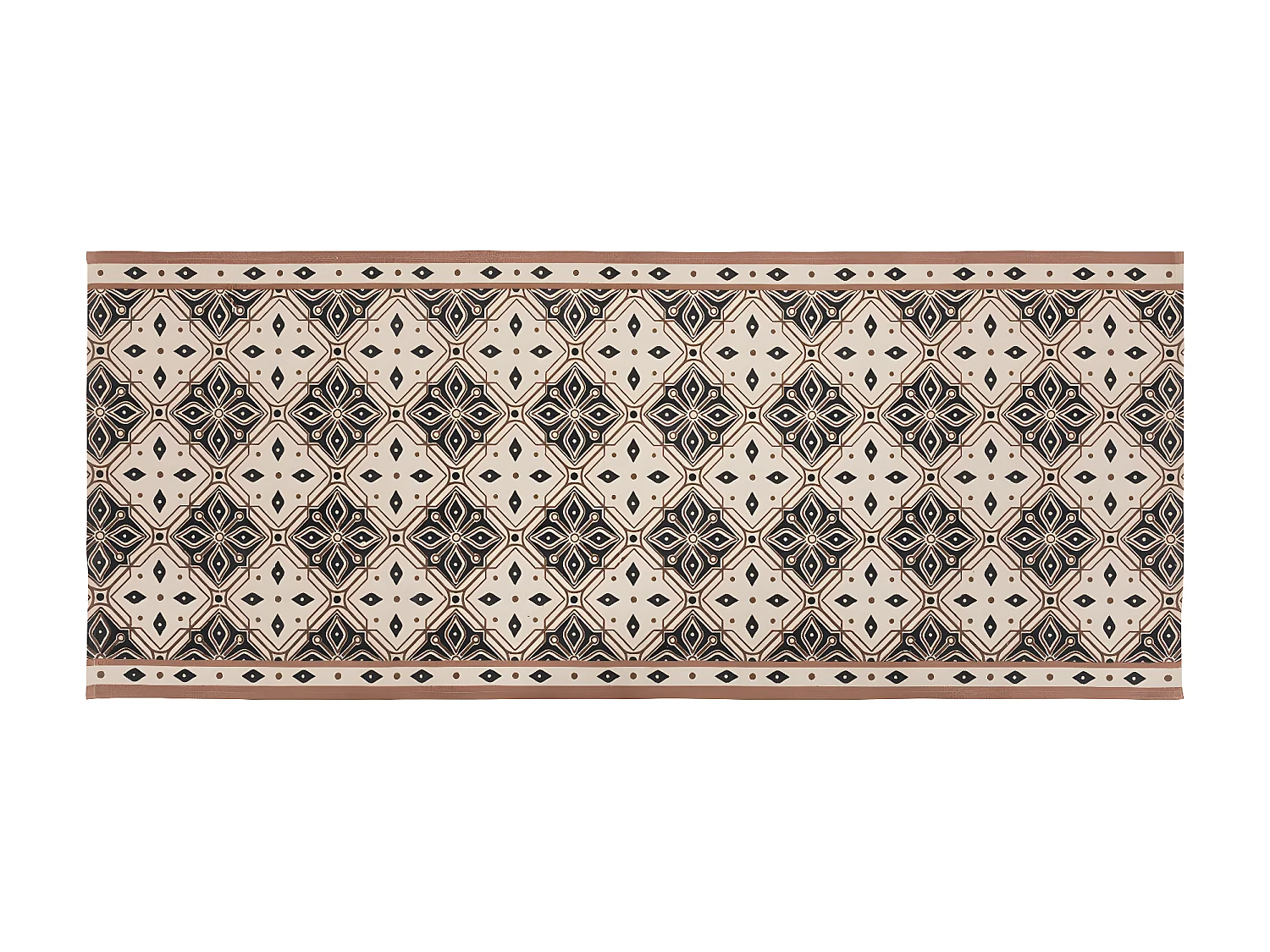 Tapis de couloir en Coton Beige et Noir motif mosaïque 80 x 200 cm