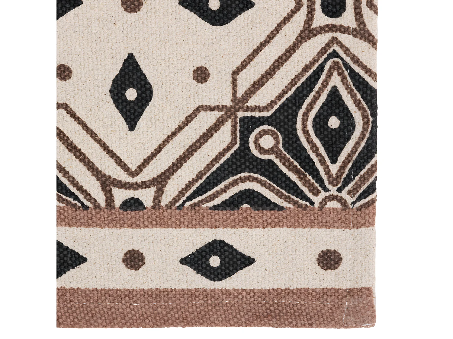 Tapis de couloir en Coton Beige et Noir motif mosaïque 80 x 200 cm