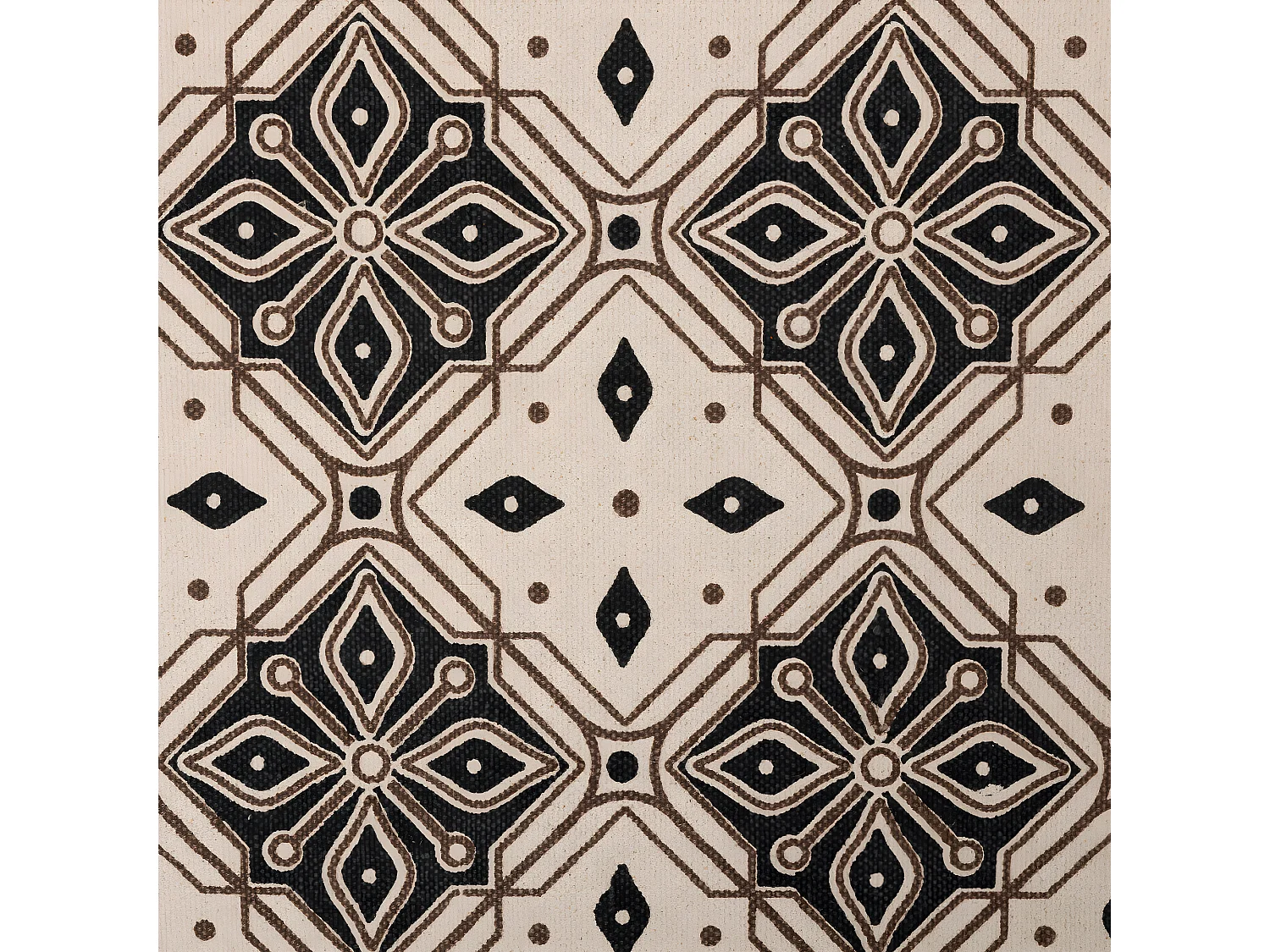 Tapis de couloir en Coton Beige et Noir motif mosaïque 80 x 200 cm