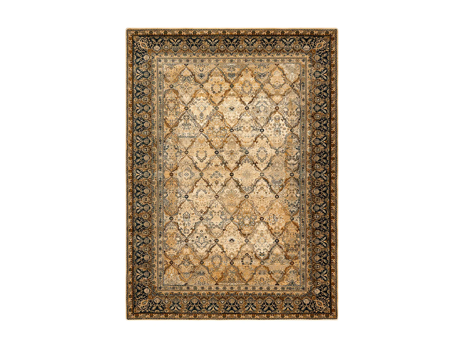 Tapijt OMEGA Grenada Kader, ruit, oosters - Cognac  135x200 cm