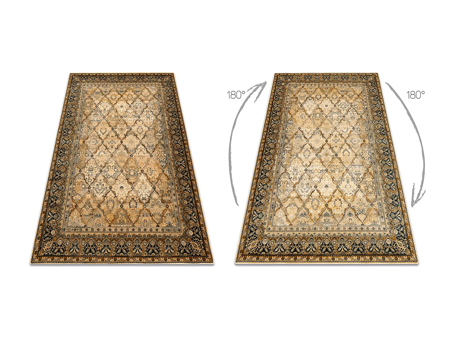 Tapijt OMEGA Grenada Kader, ruit, oosters - Cognac  135x200 cm