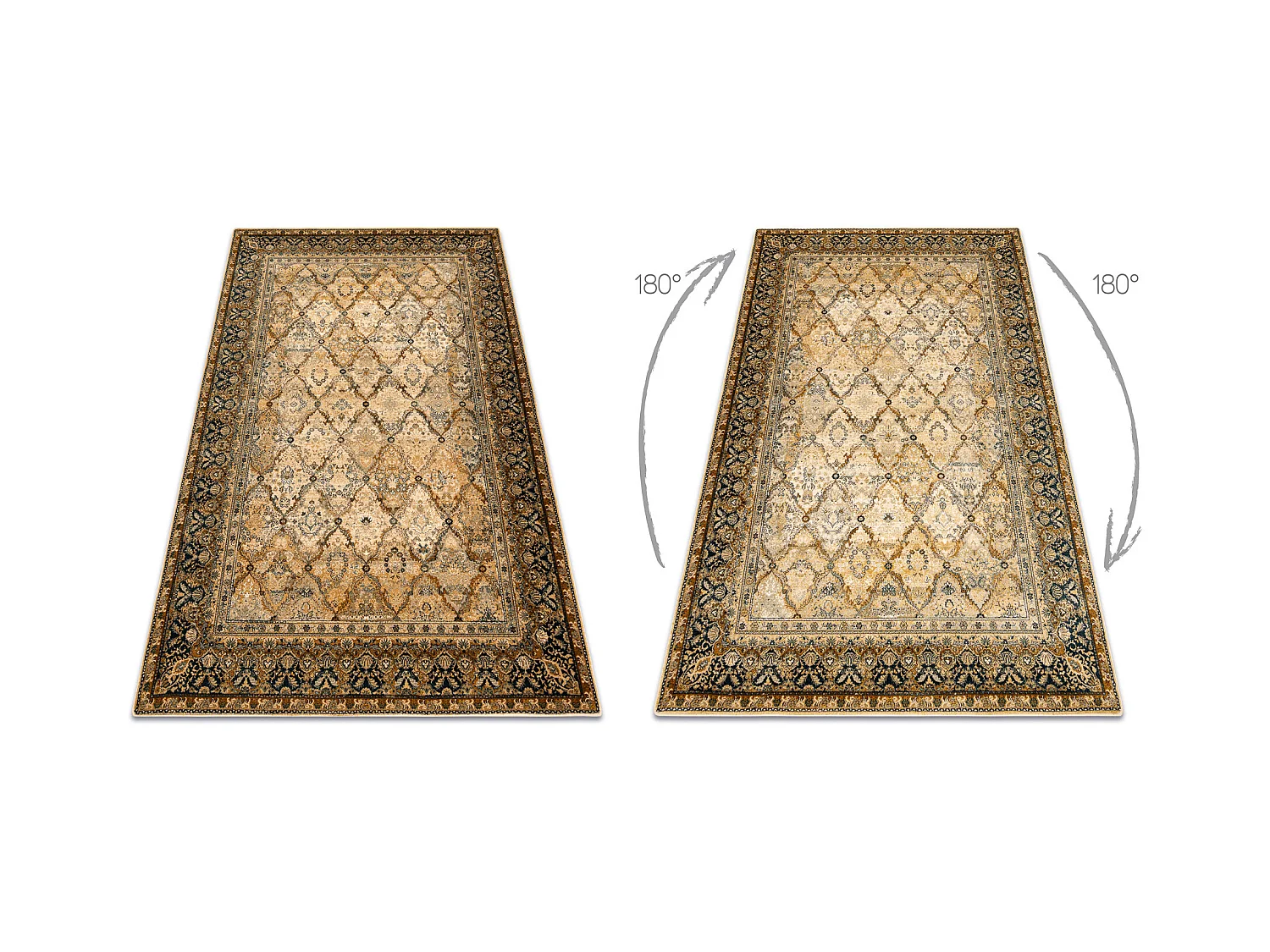 Tapis en laine OMEGA Grenada Cadre, diamants, oriental - cognac 135x200 cm