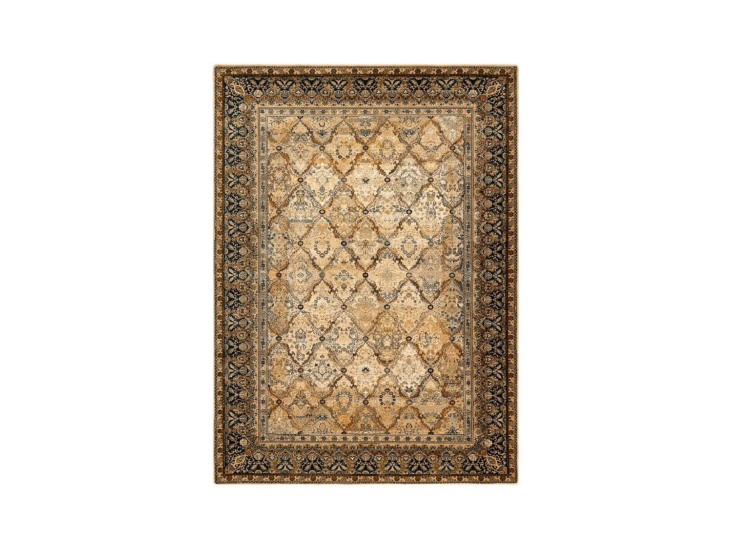 Tapis en laine OMEGA Grenada Cadre, diamants, oriental - cognac 135x200 cm