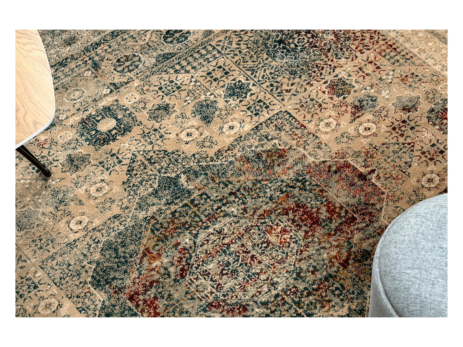 Tapis en laine OMEGA MAMLUK Rosette vintage crème 135x200 cm