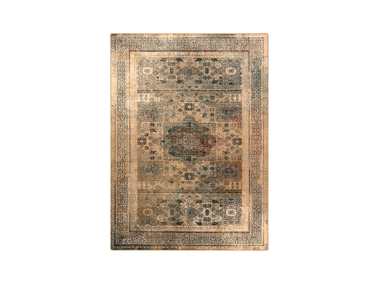 Tapis en laine OMEGA MAMLUK Rosette vintage crème 135x200 cm