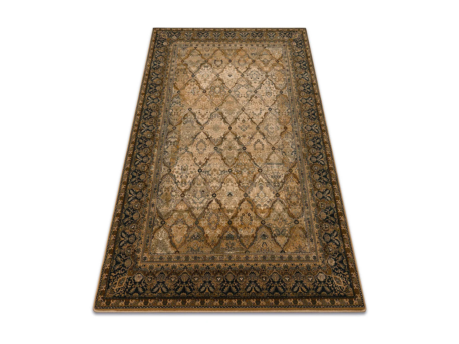 Tapis en laine SUPERIOR Grenada Cadre, diamants, oriental - cognac 135x200 cm