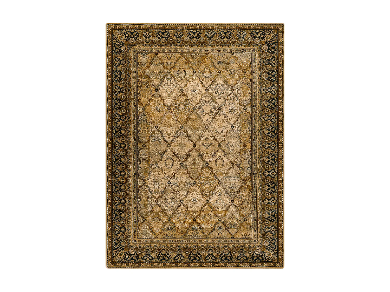 Tapis en laine SUPERIOR Grenada Cadre, diamants, oriental - cognac 135x200 cm