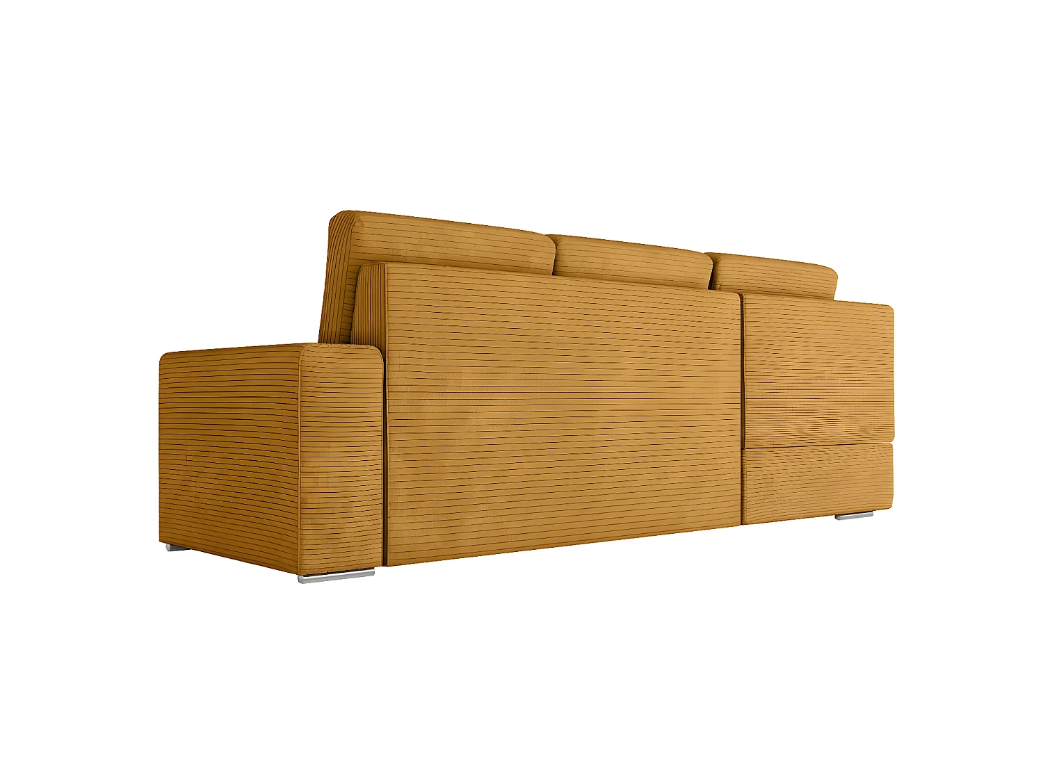 Canapé d'angle gauche 3 places convertible Aden avec coffre en velours côtelé - Jaune - L246 x P174 x H96cm - Loungitude