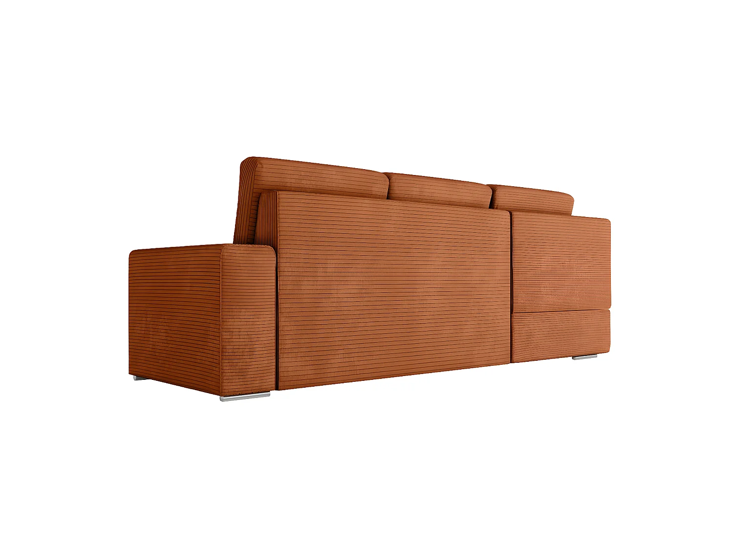 Canapé d'angle gauche 3 places convertible Aden avec coffre en velours côtelé - Terracotta - L246 x P174 x H96cm - Loungitude