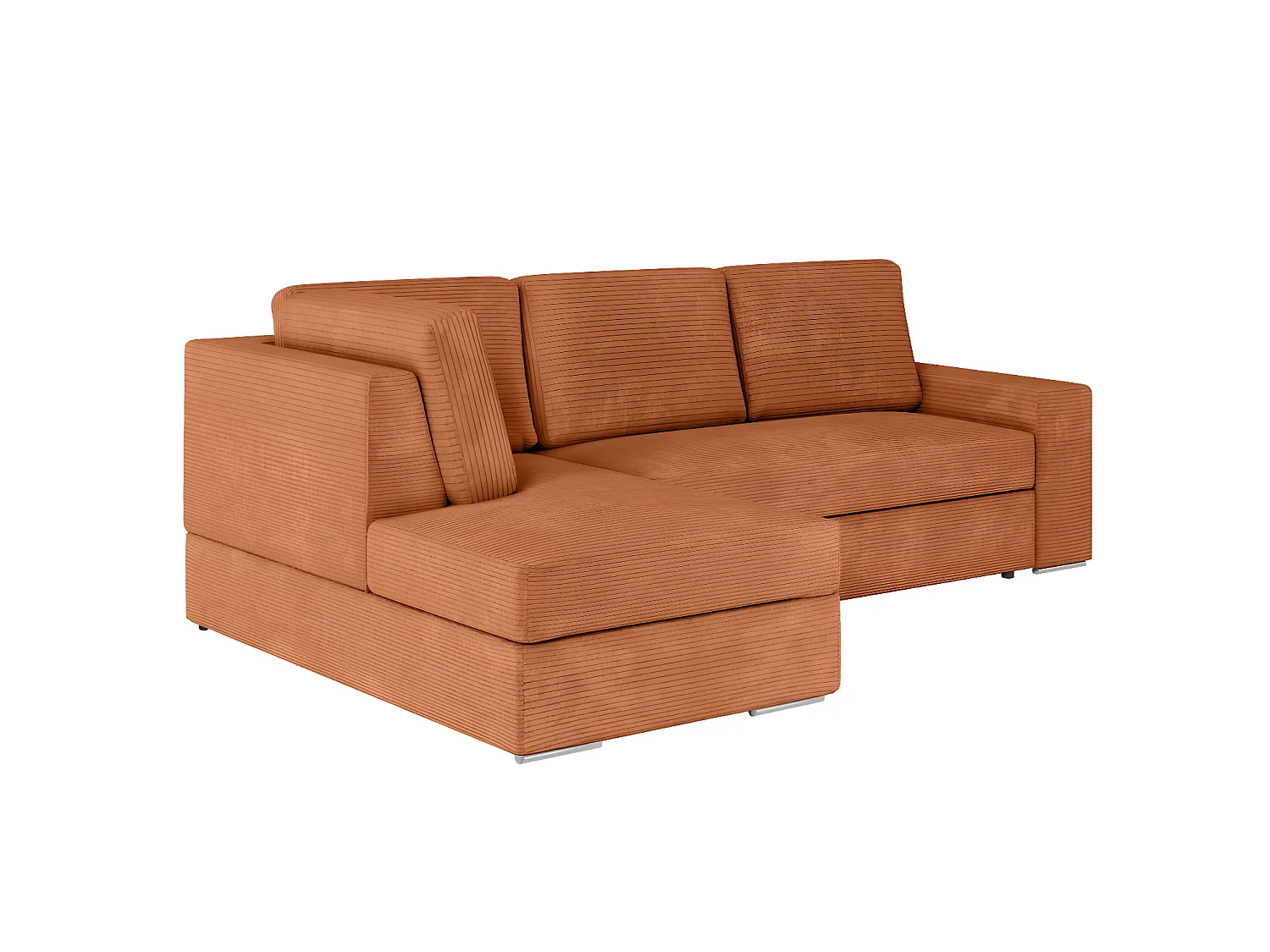 ARTEMIS 4-zits hoekbank links - Terracotta corduroy - 246 x 174 x 96 cm