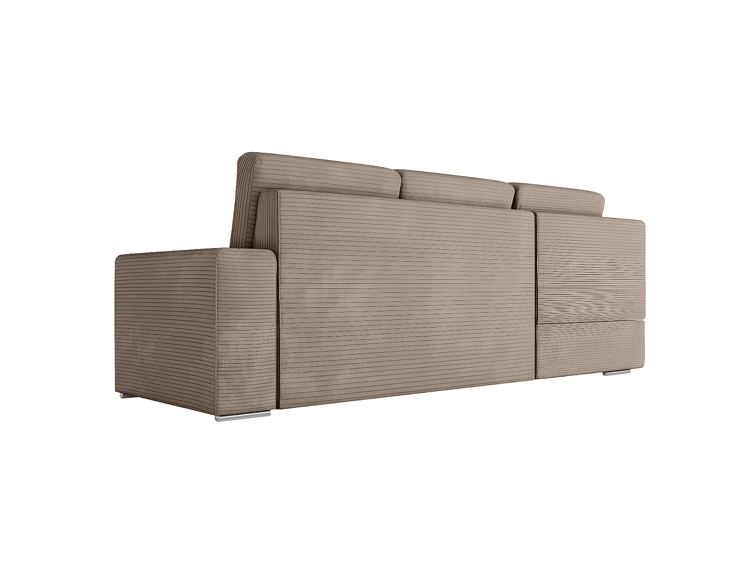 Canapé d'angle gauche 3 places convertible Aden avec coffre en velours côtelé - Taupe - L246 x P174 x H96cm - Loungitude