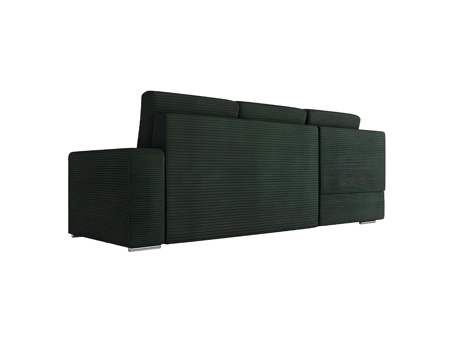 Canapé d'angle gauche 3 places convertible Aden avec coffre en velours côtelé - Vert foncé - L246 x P174 x H96cm - Loungitude