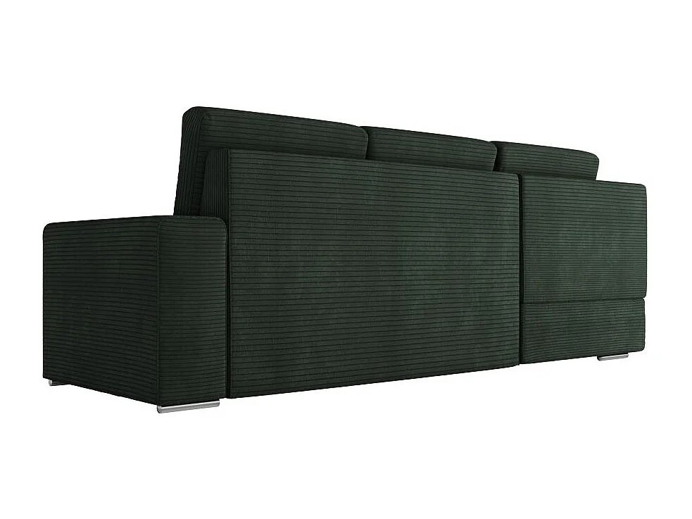 Canapé d'angle gauche 3 places convertible Aden avec coffre en velours côtelé - Vert foncé - L246 x P174 x H96cm - Loungitude