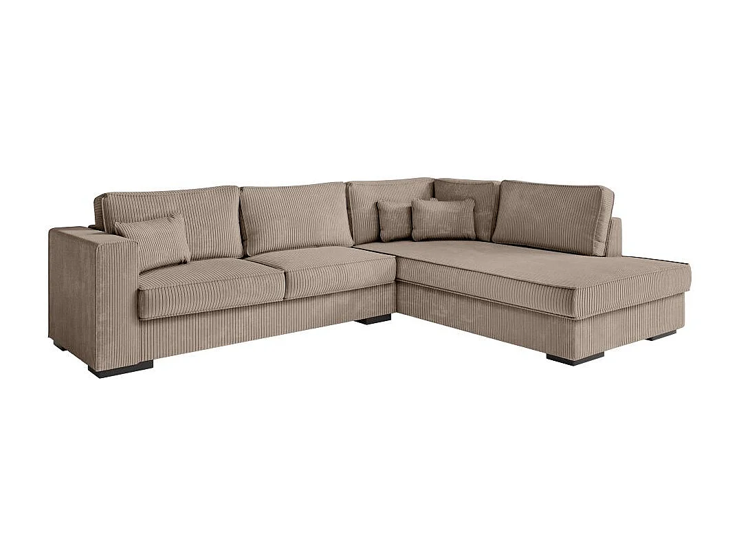 Canapé d'angle droit Belami XXL 6 places en velours côtelé - Taupe - L303 x P228 x H86cm - Loungitude