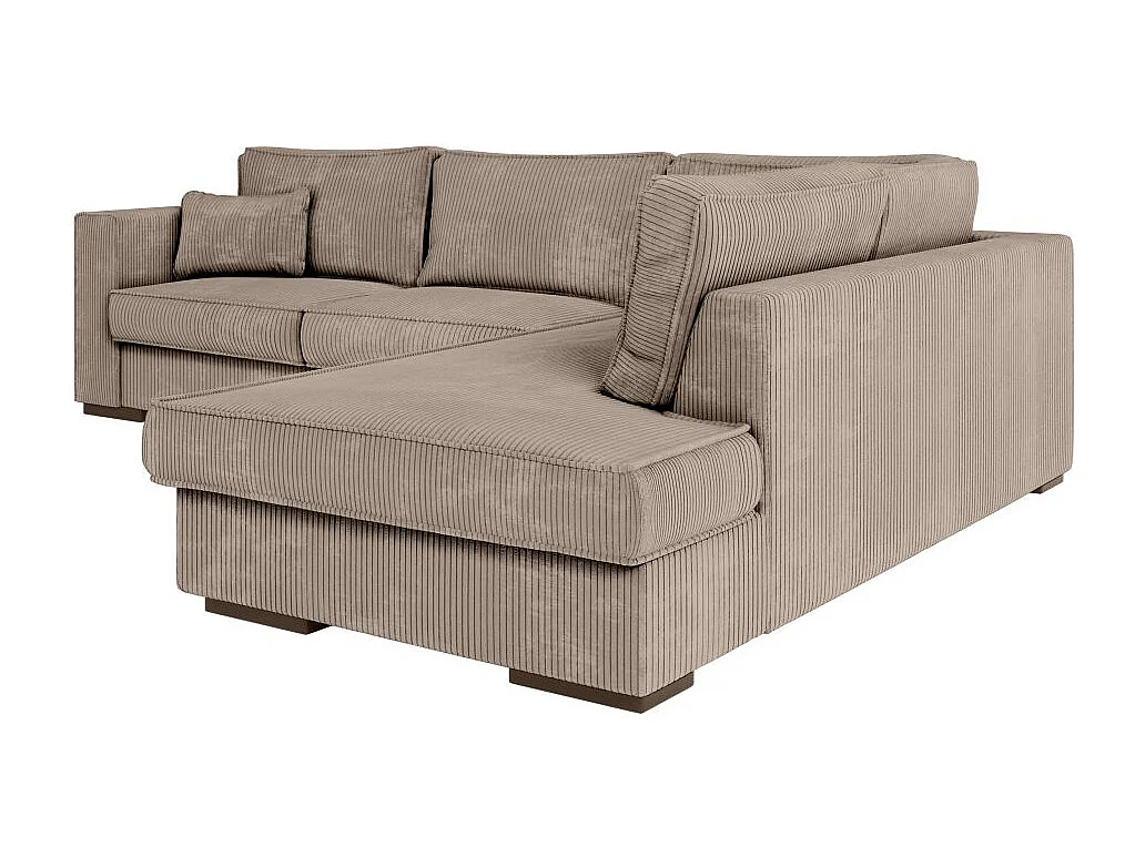 Canapé d'angle droit Belami XXL 6 places en velours côtelé - Taupe - L303 x P228 x H86cm - Loungitude