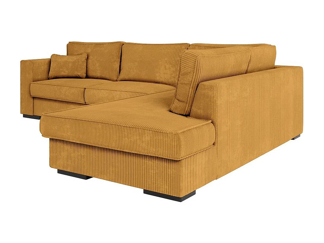 Canapé d'angle droit Belami XXL 6 places en velours côtelé - Jaune - L303 x P228 x H86cm - Loungitude