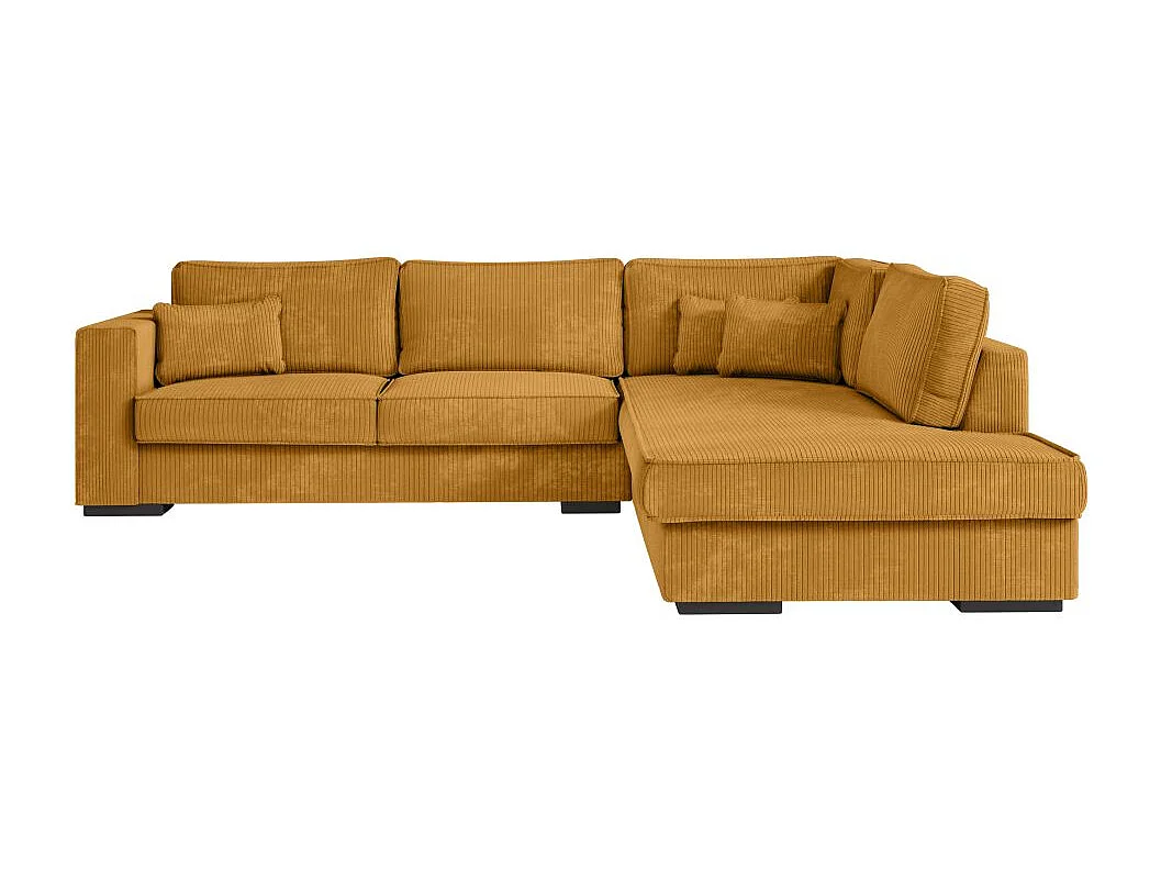 Canapé d'angle droit Belami XXL 6 places en velours côtelé - Jaune - L303 x P228 x H86cm - Loungitude