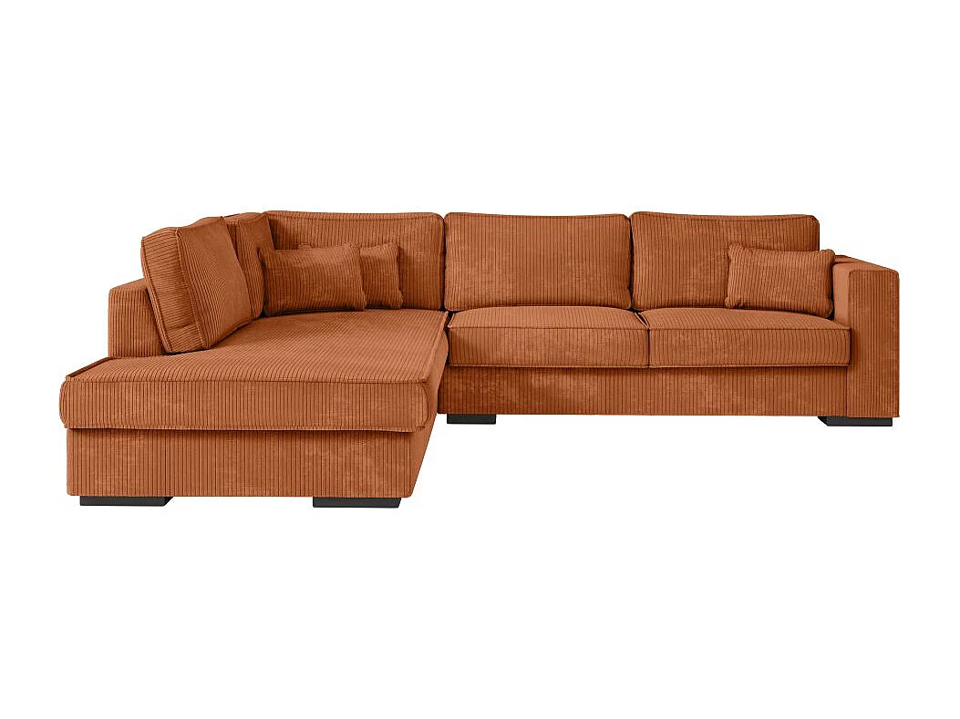 Canapé d'angle gauche Belami XXL 6 places en velours côtelé - Terracotta - L303 x P228 x H86cm - Loungitude