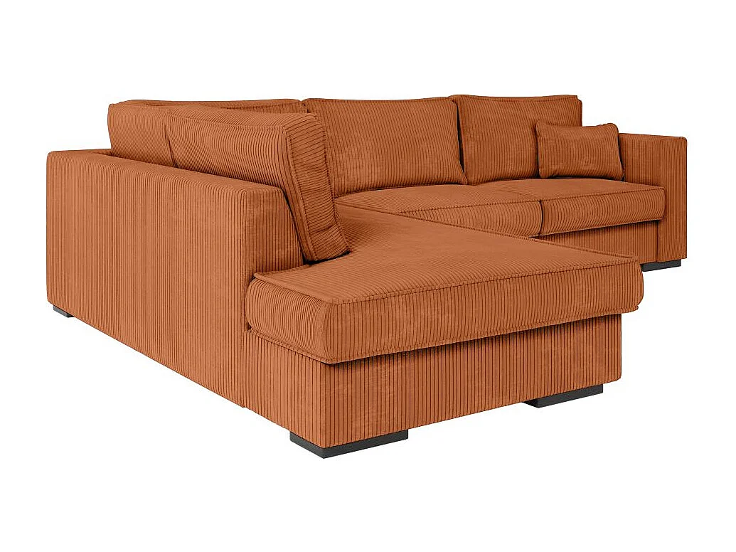 Canapé d'angle gauche Belami XXL 6 places en velours côtelé - Terracotta - L303 x P228 x H86cm - Loungitude