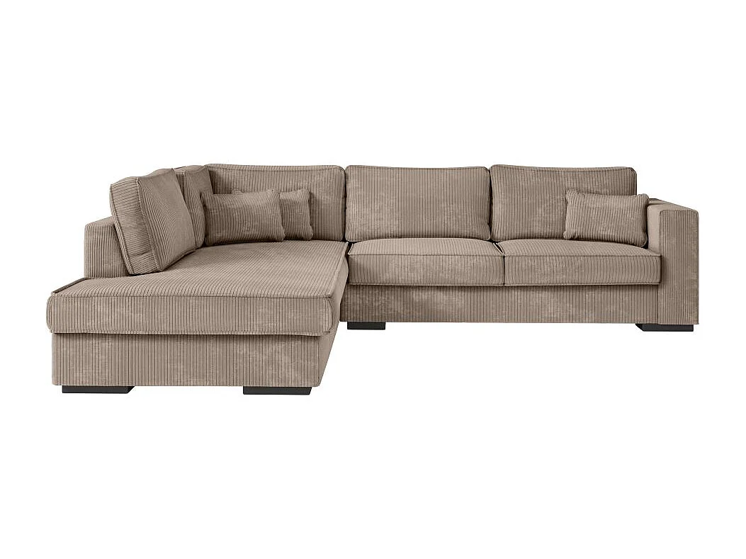 Canapé d'angle gauche Belami XXL 6 places en velours côtelé - Taupe - L303 x P228 x H86cm - Loungitude
